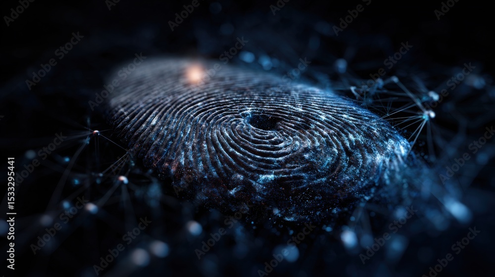 Poster a close up of a fingerprint with a blue background