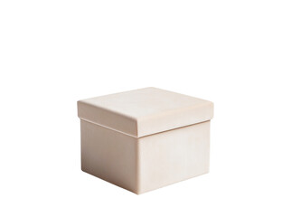 Naklejka premium Cream-colored velvet storage box, square shape, isolated on transparent background, perfect for product display or mockup, minimalist design, elegant and simple, clean