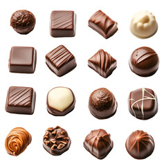 Fototapeta premium Assorted Chocolate Candies Delicious Sweets Dark Milk White