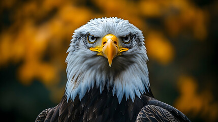 Fototapeta premium Close-up view of a majestic bald eagle.