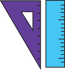 Colorful Vector Illustration of Ruler and Triangle for School, Geometry, Math Tools, and Technical Drawing Education Design