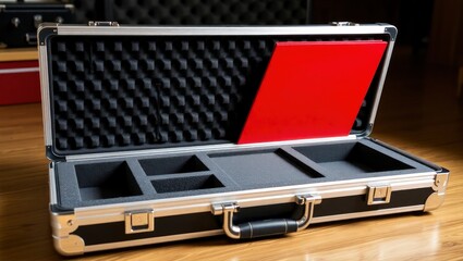 red suitcase on a white background