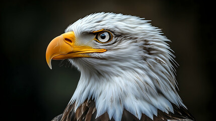 Obraz premium Close-up view of an eagle's head and neck.