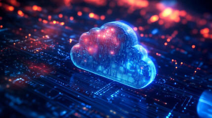 Abstract cloud computing tech. Safe encrypted storage, personal data protection, verified encryption tech. Security protocol wireless file transfer drive service.