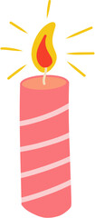 Cute Pink Striped Candle Illustration
