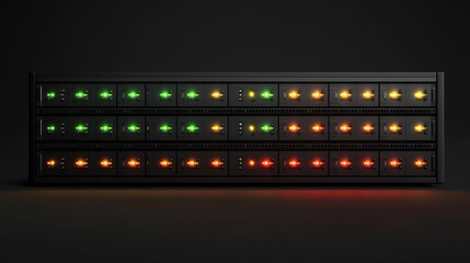 Server rack with LED indicators