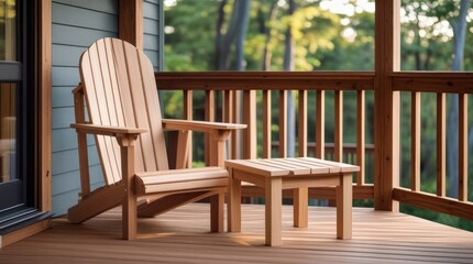 wooden chair in the garden