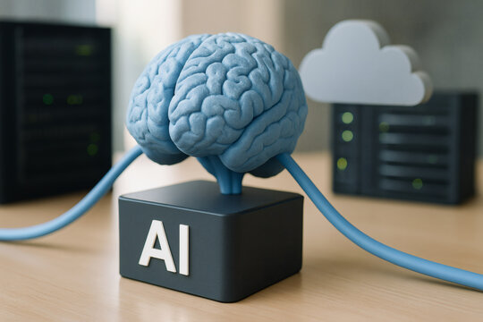 Connecting the human brain to a digital computer network with cables illustrates the powerful connection between mind and technology
This image illustrates a digital brain connected to a global comput - Powered by Adobe