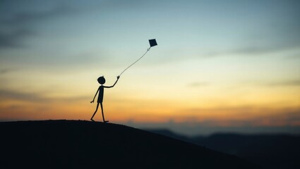silhouette of a man on a mountain