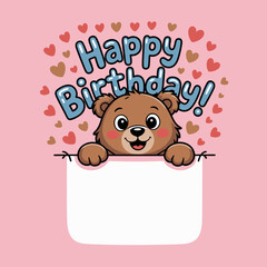 Birthday Bear with Hearts