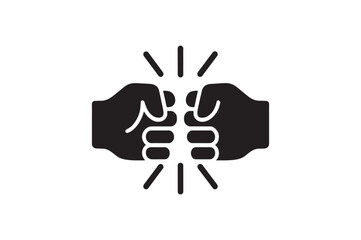 Fist Bump silhouette vector with white background