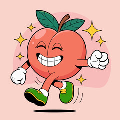 Running Peach Character with Joyful Expression