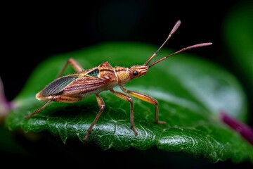 Fototapeta premium micro photo for acanthocephala on a leaf branch