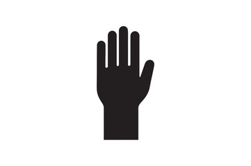 Obraz premium Raised Hand silhouette vector with white background