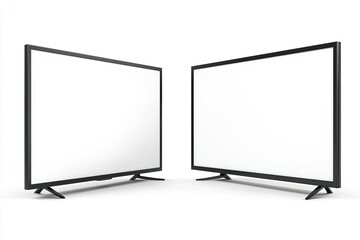 Ultra Quality Picture of Tv in Two Angles on White Background Isolated
