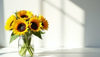 A Bouquet of Sunflowers in Glass Jar.