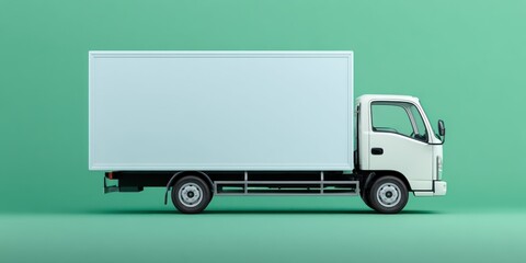 Delivery truck stands prominently against a blue backdrop showcasing simplicity and functionality in studio photography settings