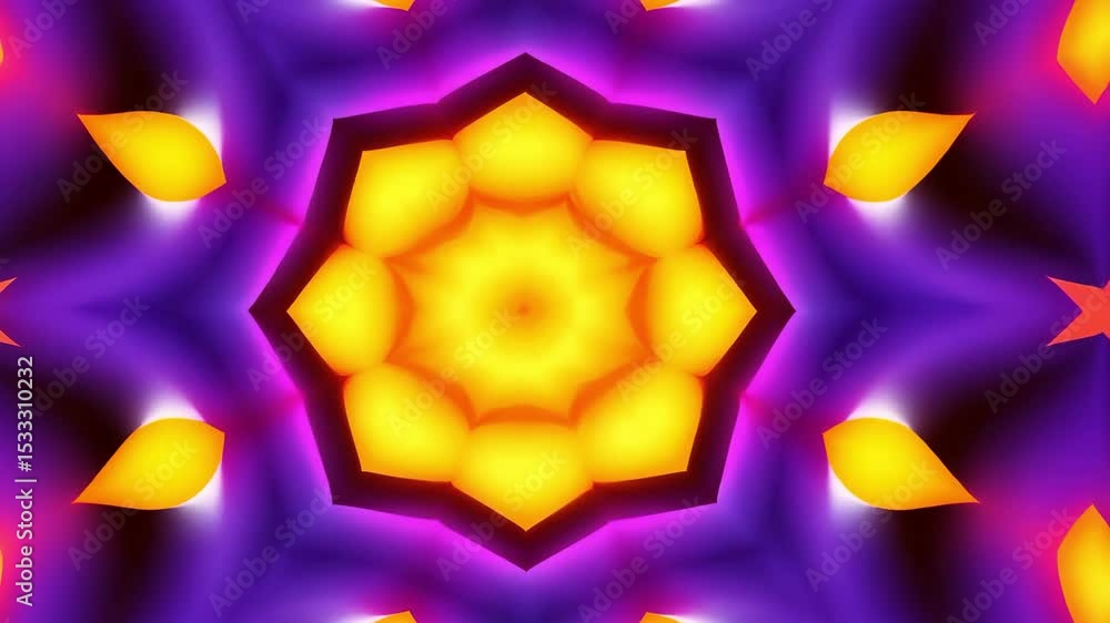 Poster vibrant abstract fractal art with colorful flower pattern. a psychedelic kaleidoscope background wit
