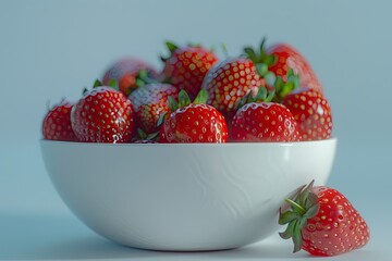 ultra quality picture of Red fresh strawberry in a bowl isolated