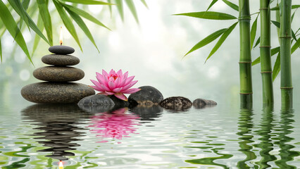 zen stones and bamboo