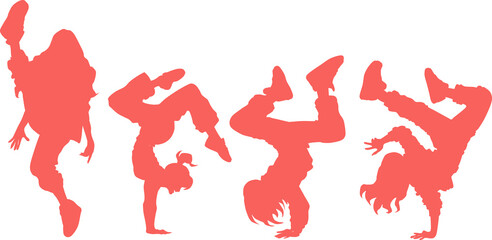 ブレイクダンスをする女性のイラスト	
