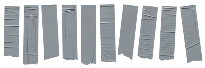 Grey duct tape strips realistic texture set background on transparent background