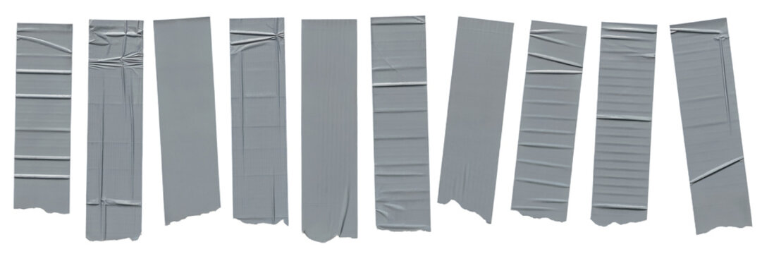 Grey duct tape strips realistic texture set background on transparent background