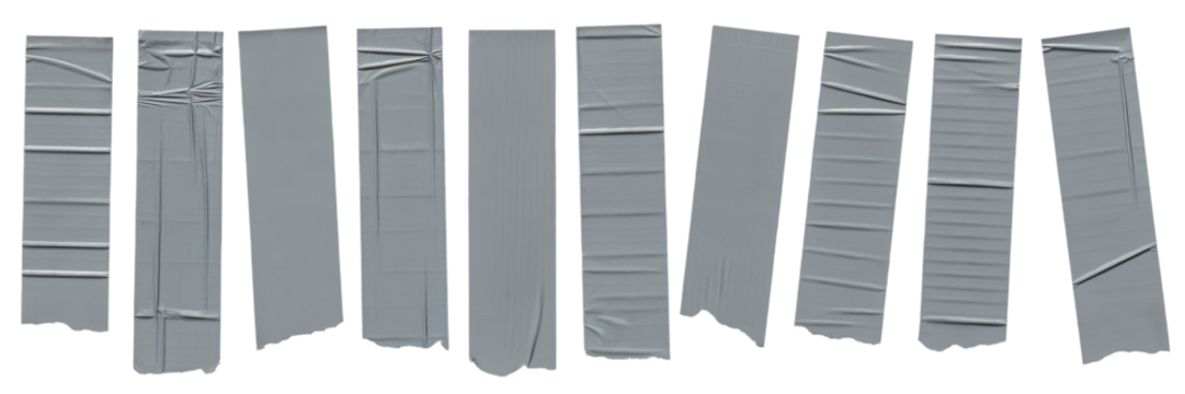 Grey duct tape strips realistic texture set background on transparent background