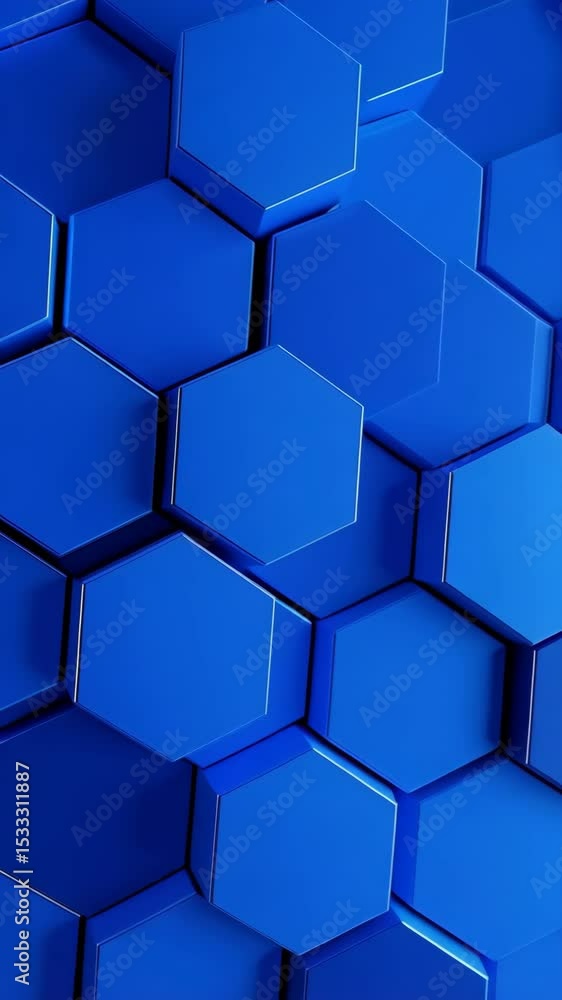 Aufkleber blue abstract background of three-dimensional hexagonal shapes forming a geometric pattern