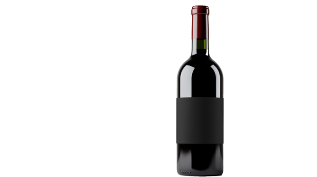Red wine bottle with blank label on white background. Easily apply your custom design on the label.