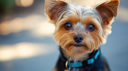 Adorable Yorkshire Terrier with Big Eyes in Soft Natural Light