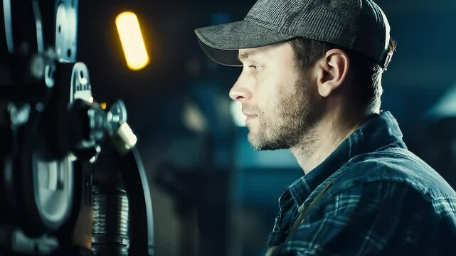 Young Technician Focused on Work in Workshop