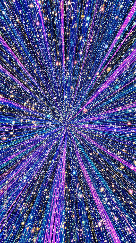 Poster bright colorful light burst with radiating blue and pink rays creating dynamic and energetic visual 