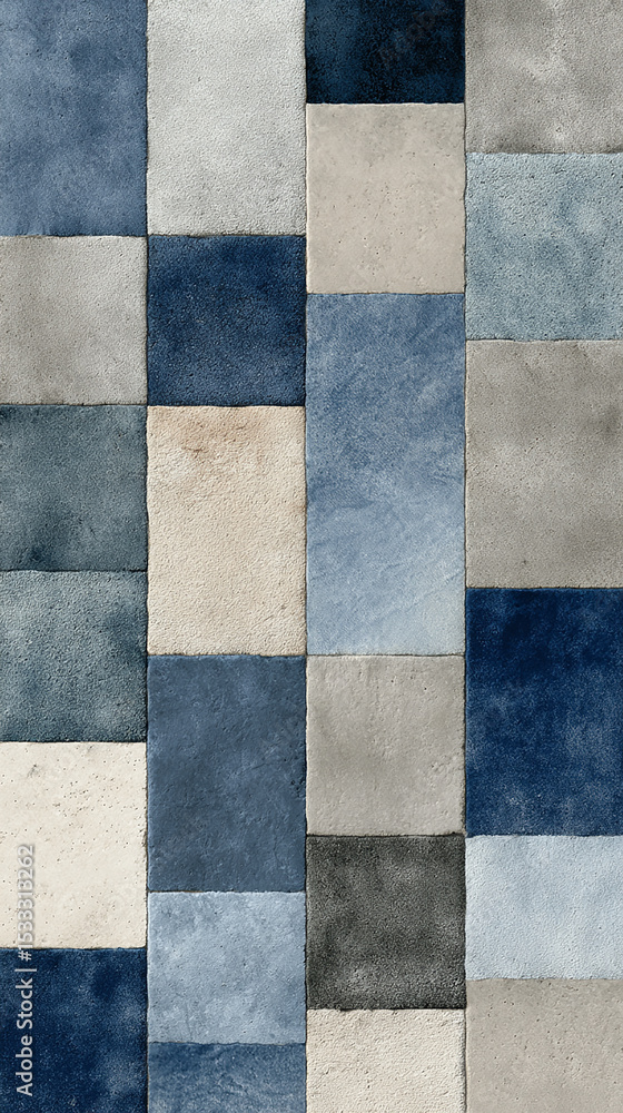 Aufkleber abstract blue and gray pixelated pattern creating modern digital mosaic texture with geometric shape