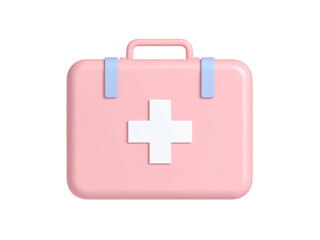 Obraz premium Pink firstaid kit with a white cross is ideal for healthcare brochures, medical websites, and emergency preparedness graphics.