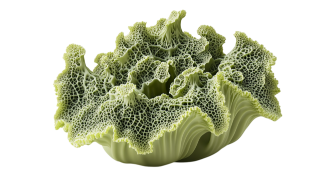 A close up shot of a romanesco broccoli with its fractal and geometric patterns against black background on transparent background - Powered by Adobe