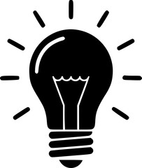 Illuminated Idea: A bold, black lightbulb icon radiates brilliance, symbolizing innovation, inspiration, and creative breakthroughs.
