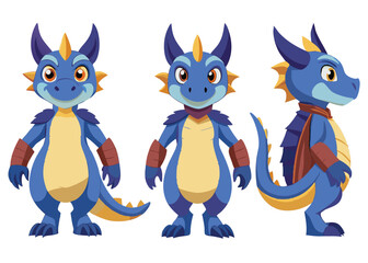 Fantasy Dragon Character Turnaround – Front Side Back for Animation