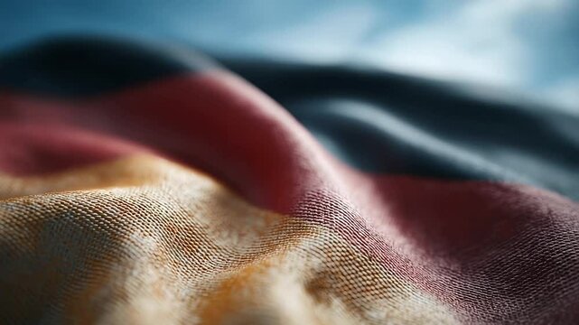 German flag waving in the wind against a clear blue sky