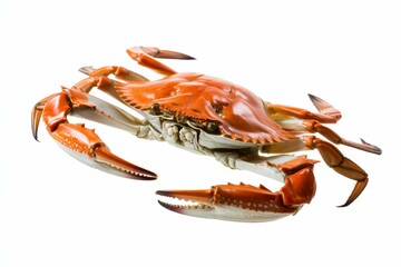 One steamed blue crab isolated on a white background isolated, white background