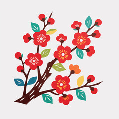Plum blossom, Paper Cuttings style vector diagram