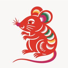 Mouse, Paper Cuttings style vector