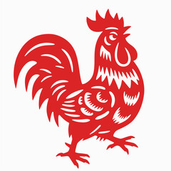 Rooster, Paper Cuttings style vector diagram