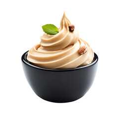 Creamy Nutty Frozen Yogurt in a Black Bowl,