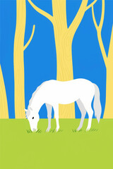 A horse eating grass, vector diagram