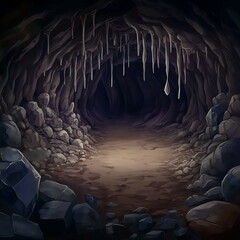 Fototapeta premium Travel underground into the dark grotto, a nature cave in the mountains of Thailand, where light reveals stunning rock formations and flowing water
