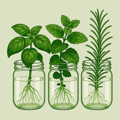 Hydroponic Herb Gardening – Basil, Mint & Rosemary in Mason Jars