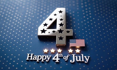 Fourth of july number four stars background graphic