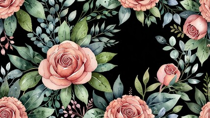 Watercolor floral illustration banner template