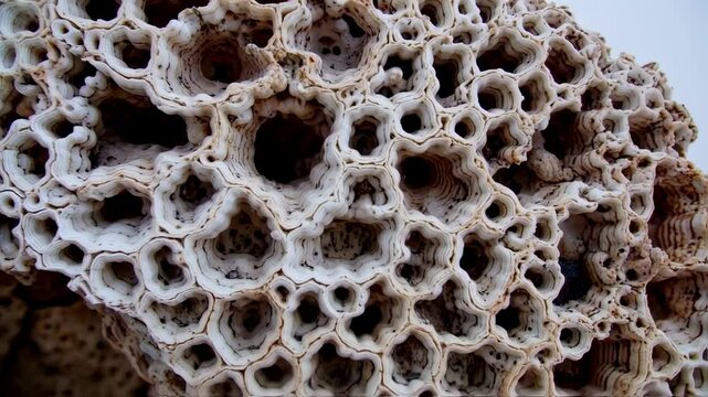 Travertine Rock Formation: Porous and Textured Surface